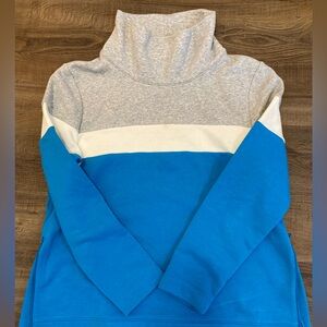 T by Talbots Cotton Blend Cowl Neck Colorblock Sweatshirt w/Zipped Side Vents XL